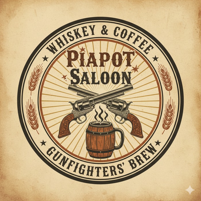 Whiskey & Coffee — Piapot Saloon — Gunfighters' Brew badge