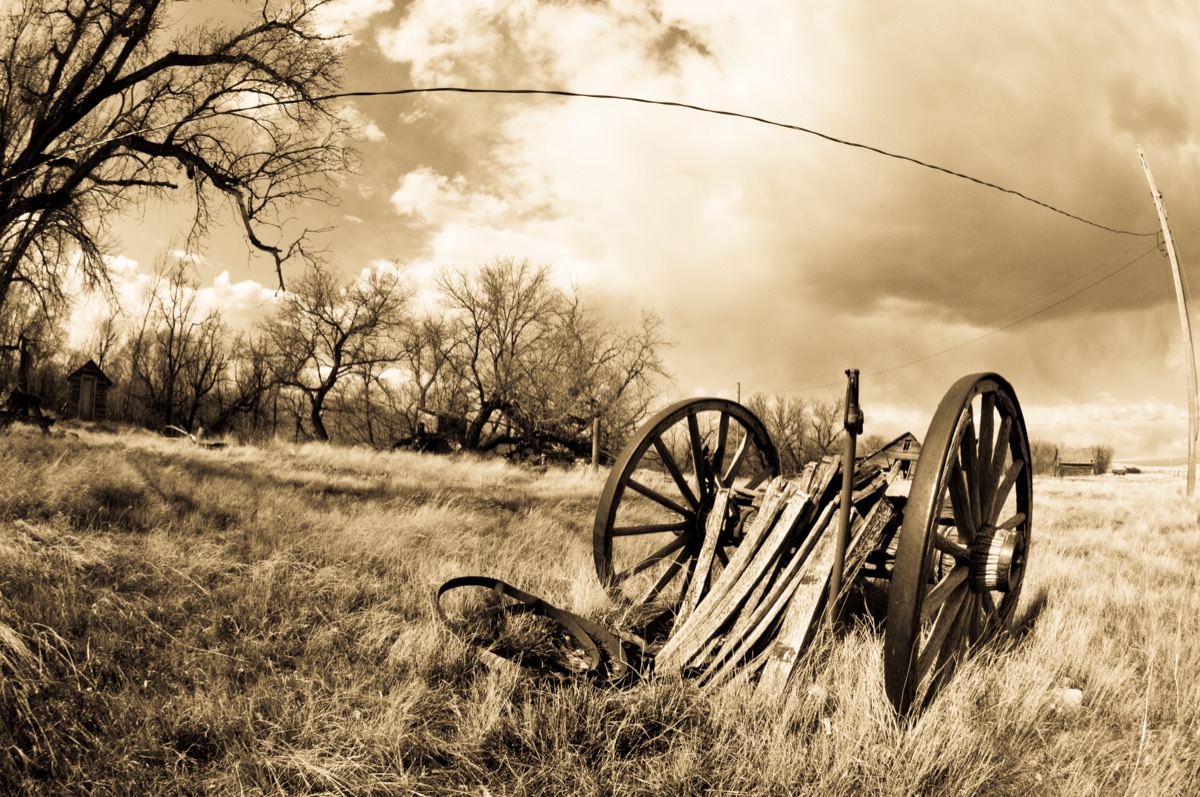Old wagon in the prairie